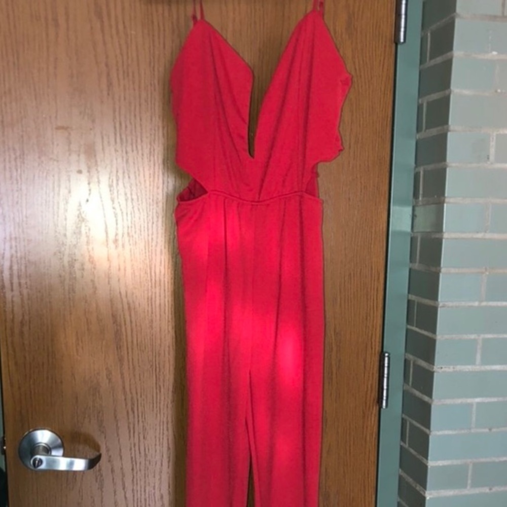 red jump suit